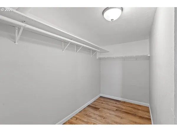 a view of an empty walk in closet