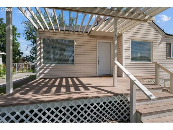 a front view of a house with a door