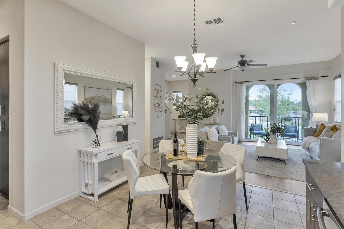 5814 Riley Way Newark, CA 94560 - Photo 14 of 46 a view of a dining room with furniture wooden floor and chandelier