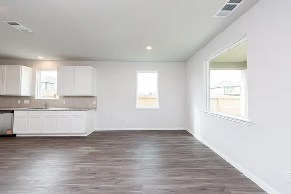 a view of kitchen and window