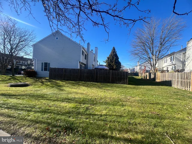 a view of a backyard with a large tree