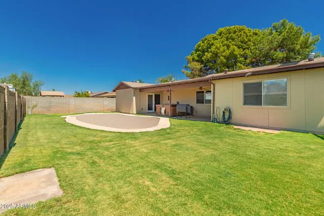 a view of a backyard with a garden and plants