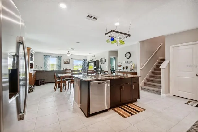 a kitchen with lots of counter top space