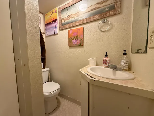 a view of a patio in backyard