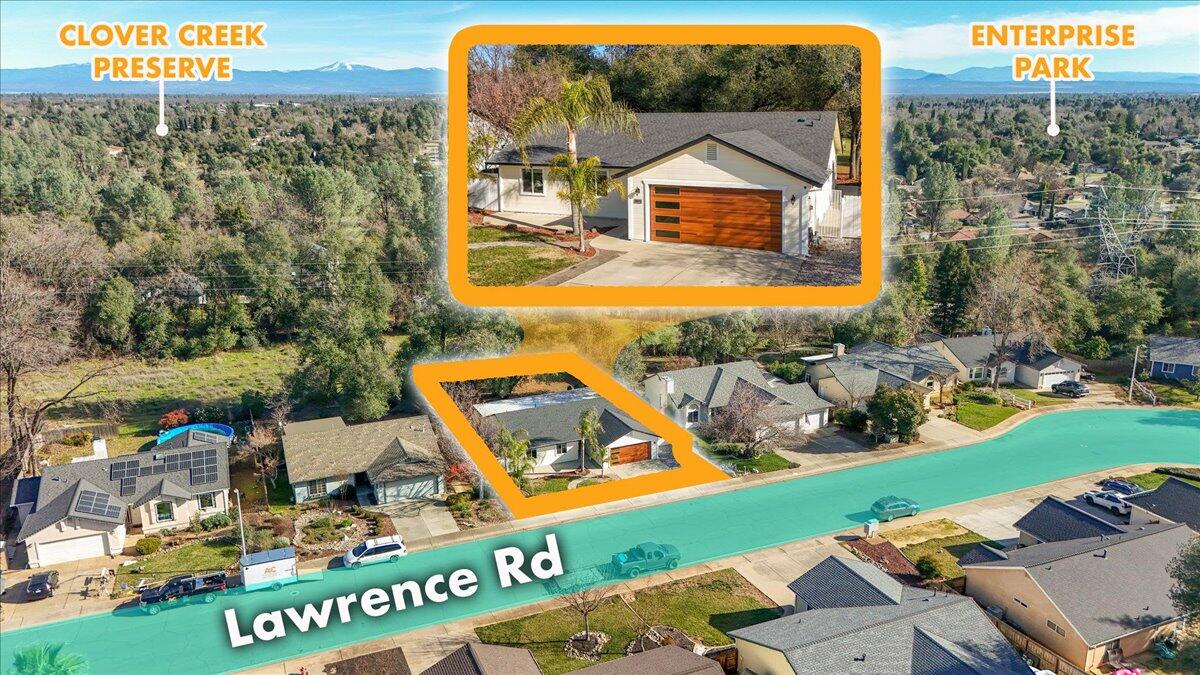 3375 Lawrence Road Redding, CA 96002 - Photo 41 of 46 an aerial view of a house with a yard