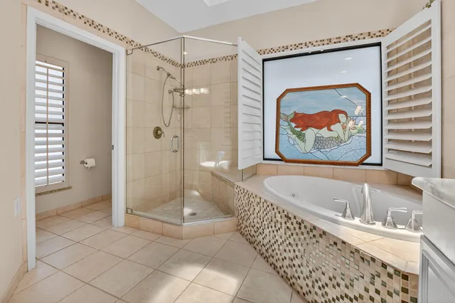 a view of a room with a refrigerator