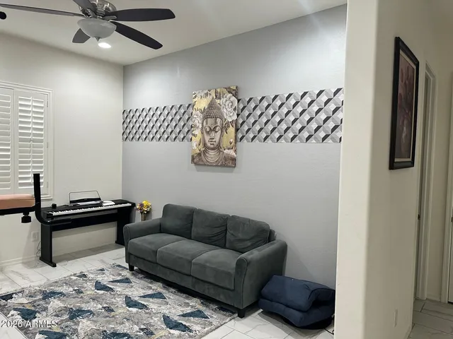 a living room with furniture