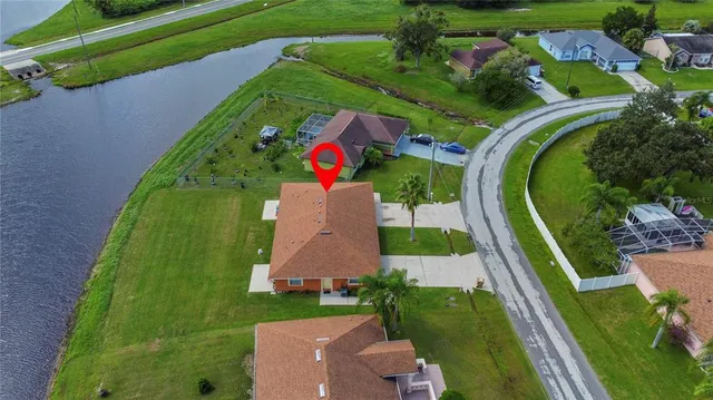 an aerial view of a house