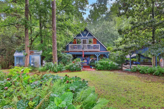a house view with a garden space