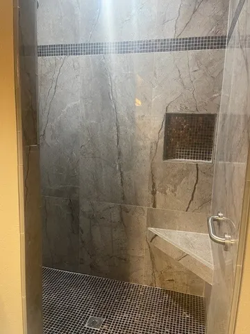 a bathroom with a shower
