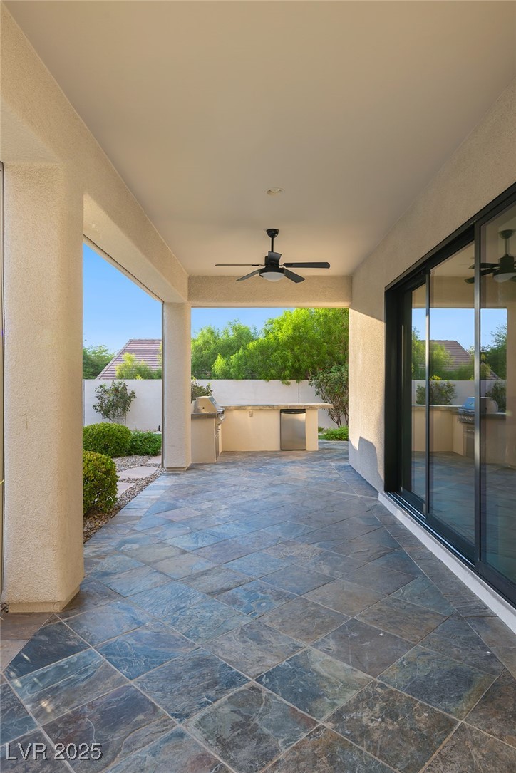 7 Summit Walk Trail Henderson, NV 89052 - Photo 43 of 61 View of patio / terrace featuring area for grilling and ceiling fan