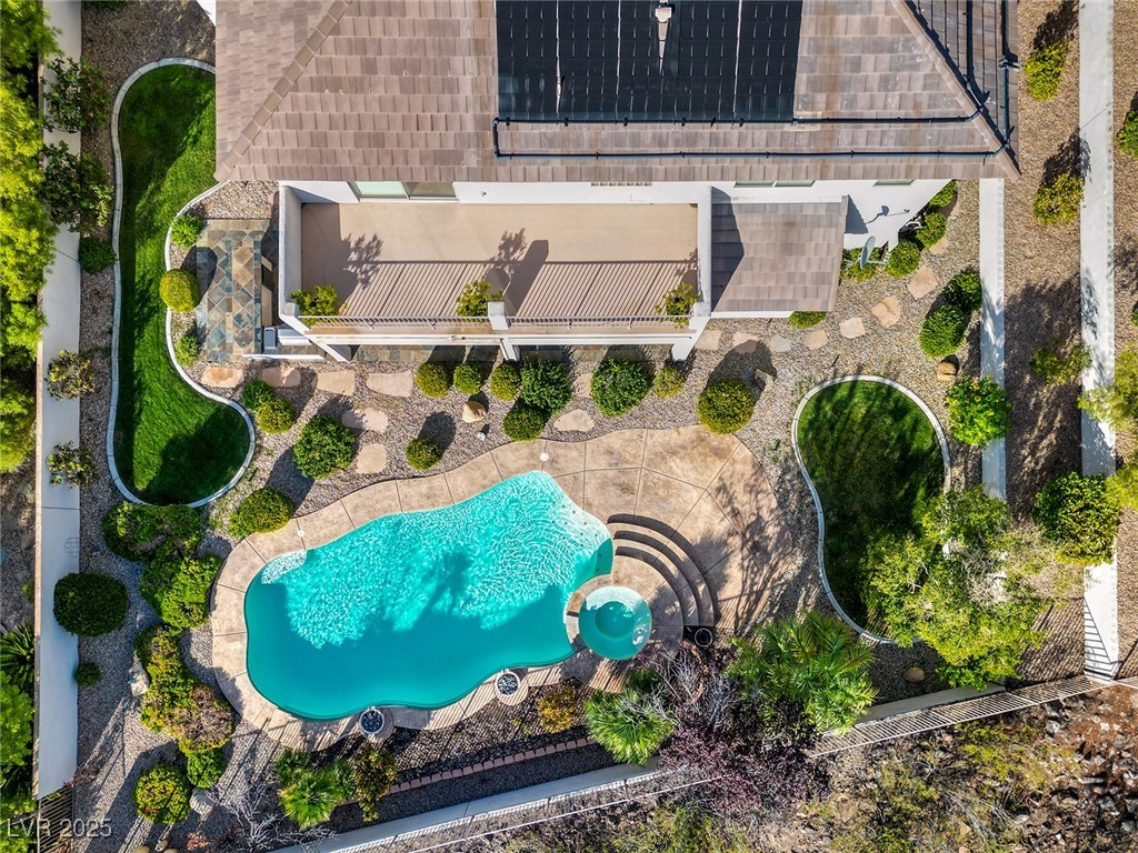 7 Summit Walk Trail Henderson, NV 89052 - Photo 57 of 61 Aerial view of property and surrounding area featuring a pool