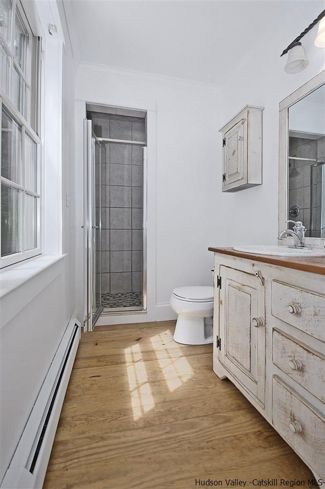 522 Buck Road Stone Ridge, NY 12484 - Photo 17 of 30 a bathroom with a sink a toilet and shower