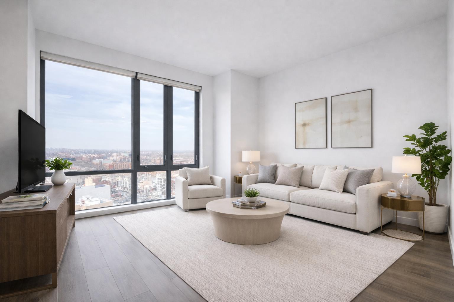 a living room with furniture and a flat screen tv