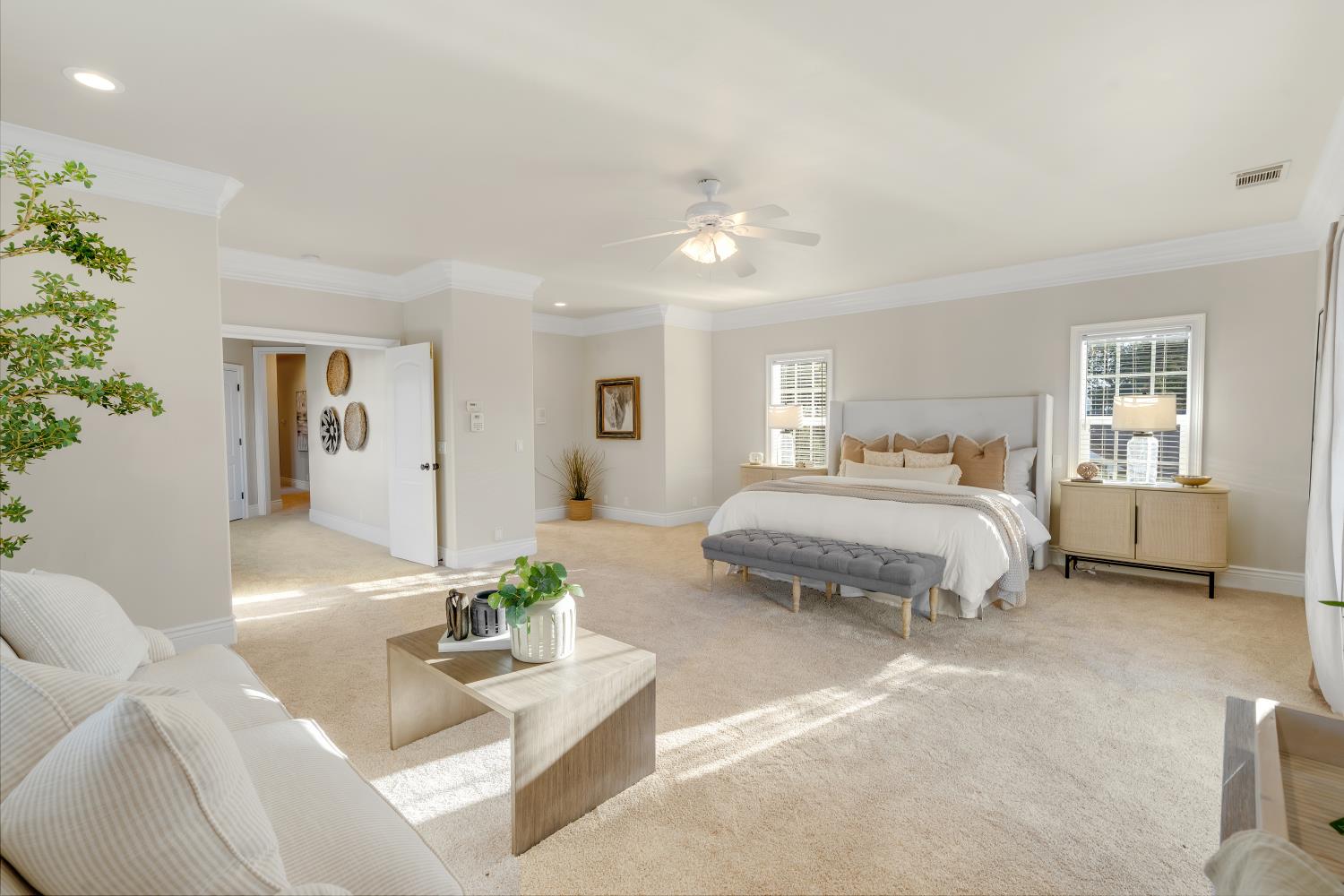 2905 Virginiatown Road Lincoln, CA 95648 - Photo 24 of 86 Spacious carpeted room featuring crown molding, recessed lighting, and a ceiling fan