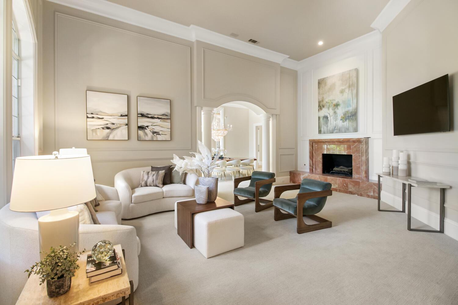 5001 Auburn Folsom Road Loomis, CA 95650 - Photo 11 of 99 a living room with furniture fireplace and flat screen tv