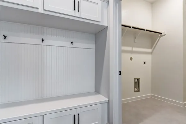 a view of small space with wooden floor