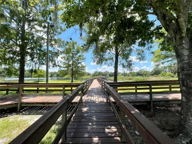 a view of a lake from a yard