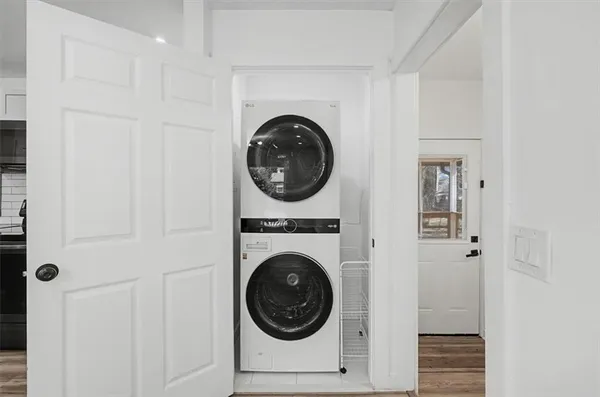 a utility room with dryer and washer