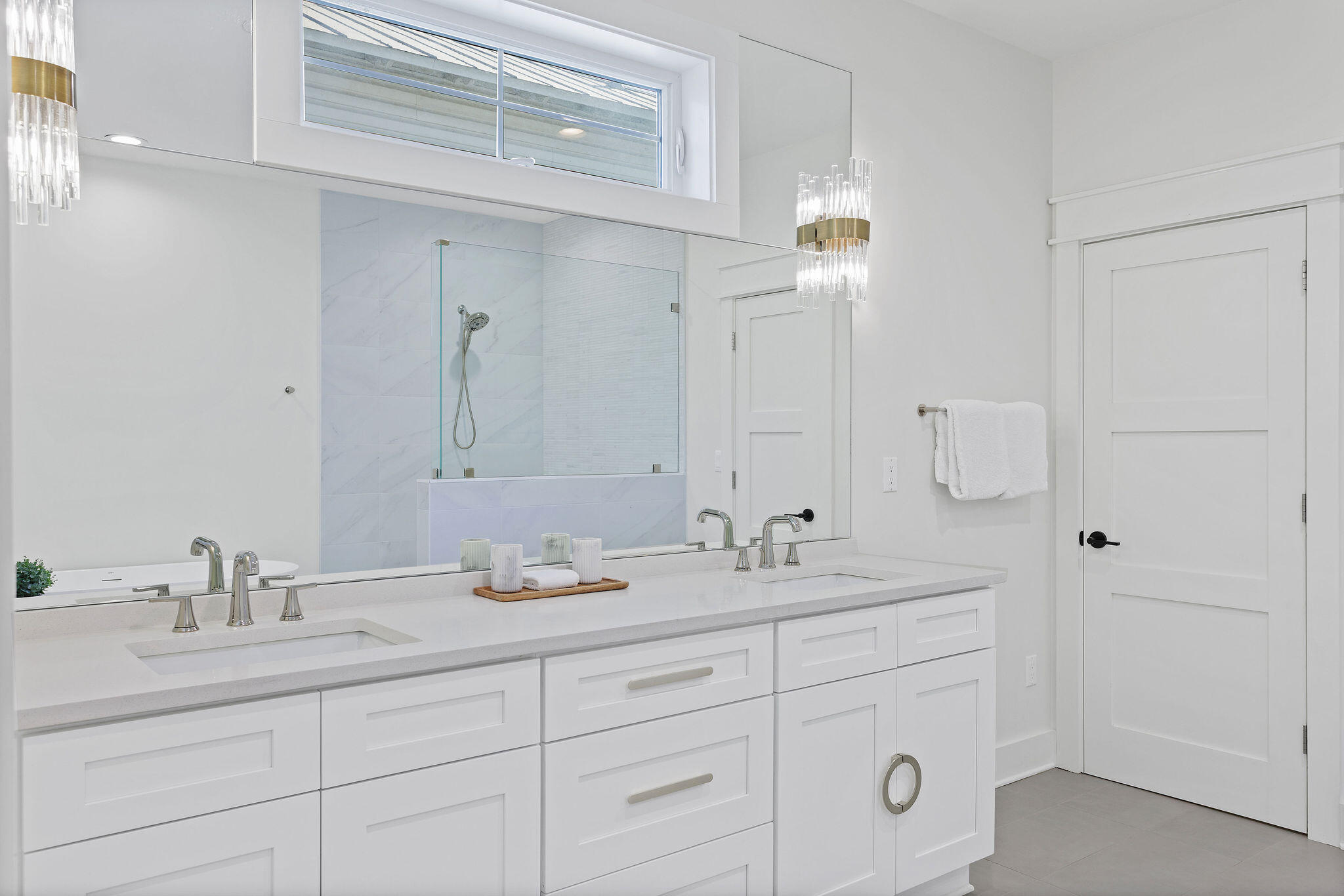 158 Brown Street Santa Rosa Beach, FL 32459 - Photo 22 of 46 a bathroom with a sink vanity granite and a mirror
