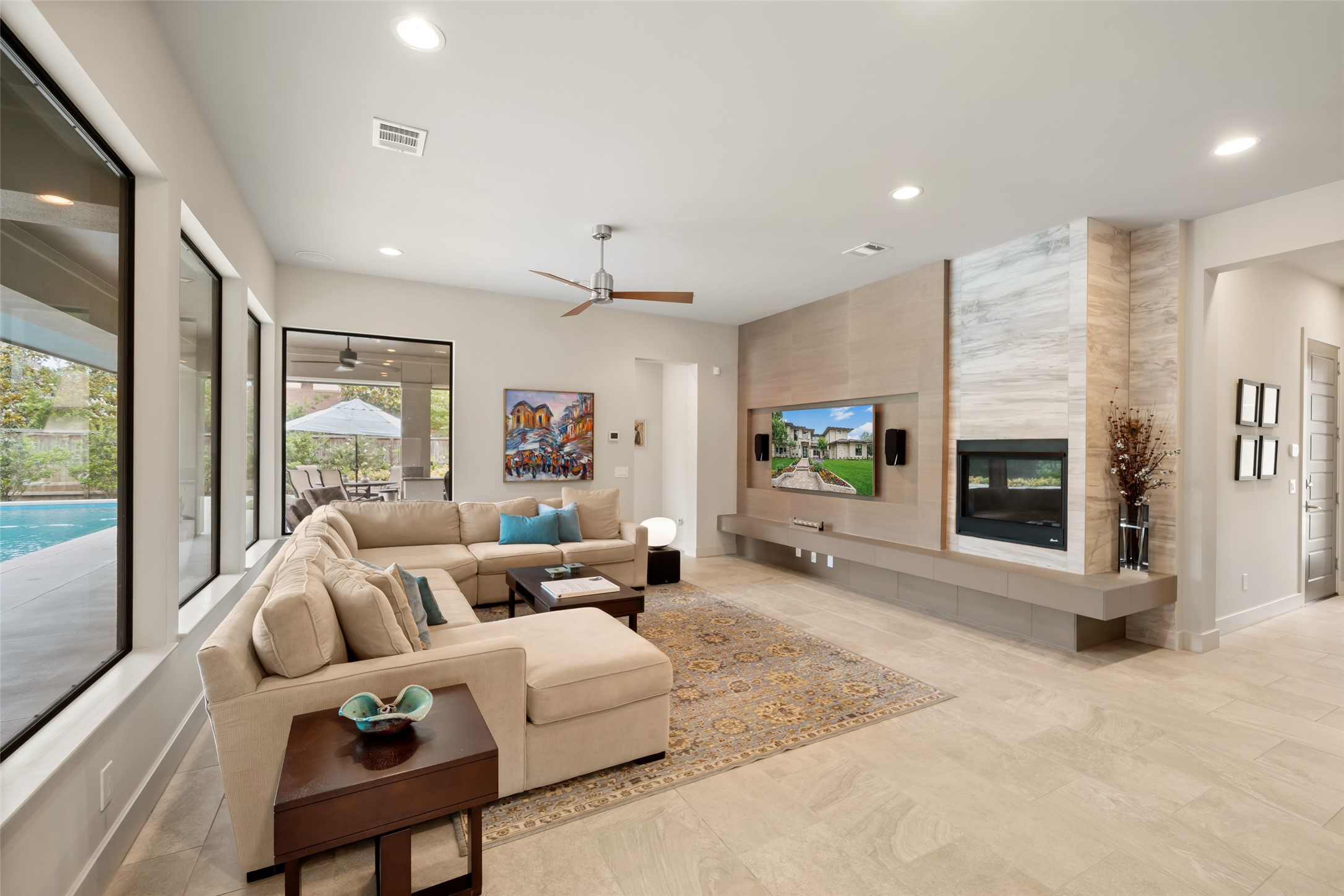 24902 Delaney Knoll Spring, TX 77389 - Photo 5 of 49 a living room with furniture window and a fireplace