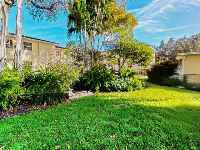 a view of a yard with plants