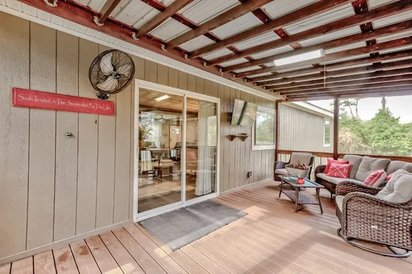 a view of an outdoor space with seating area