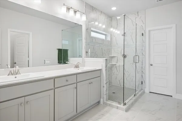 a bathroom with a shower
