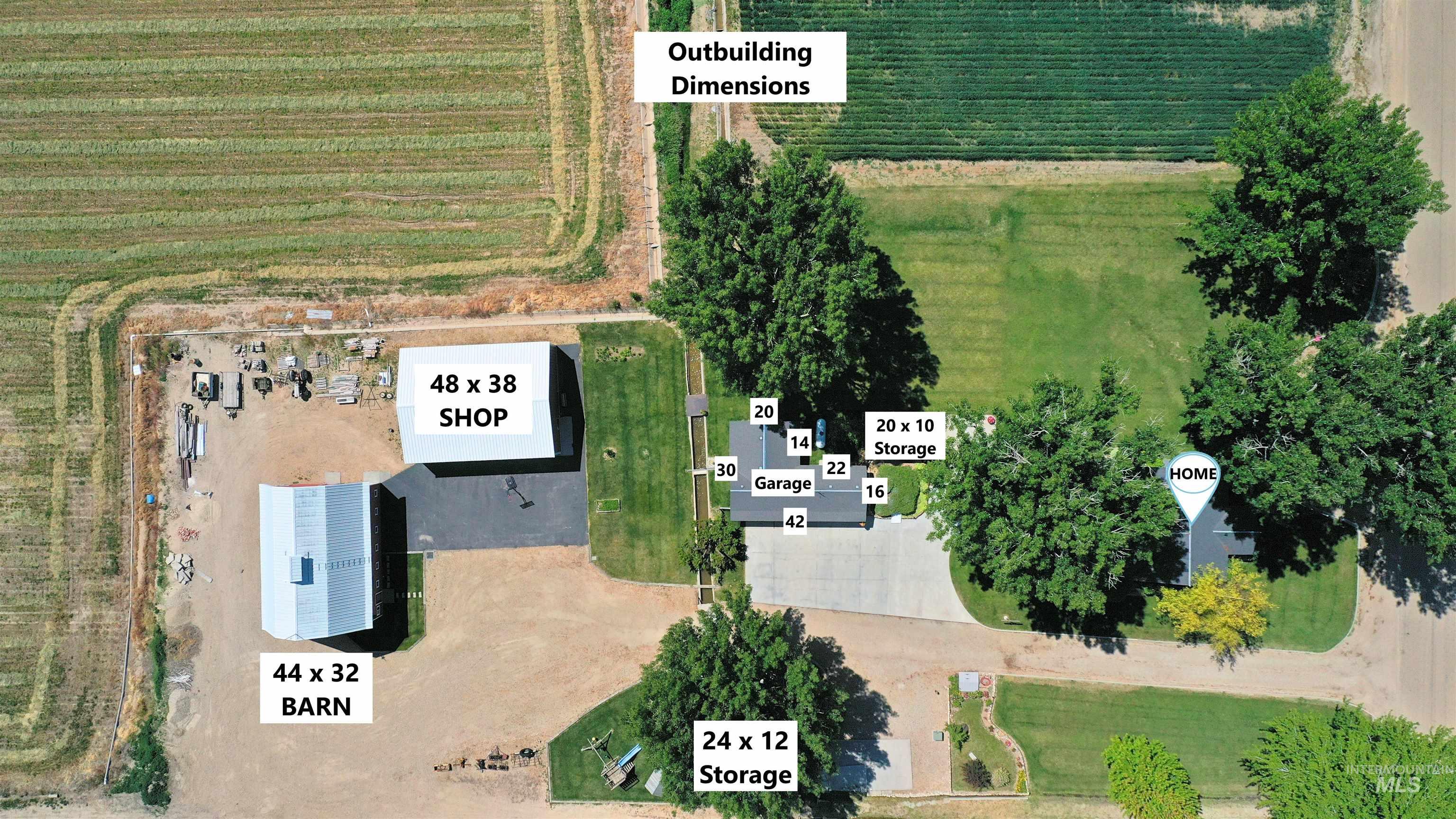 19234 Top Road Caldwell, ID 83607 - Photo 47 of 50 Aerial view of sparsely populated area featuring large plots for crops