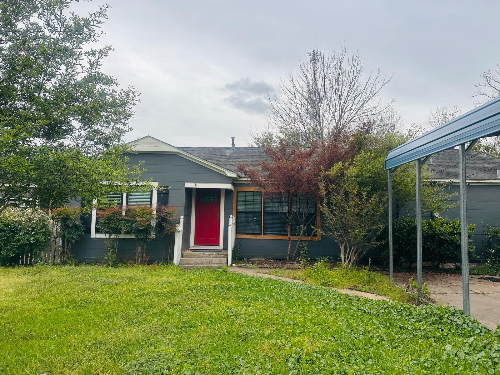 a view of backyard with green space