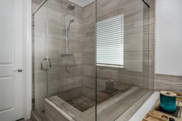 a bathroom with a shower