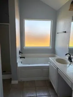 a bathroom with a sink and a bathtub