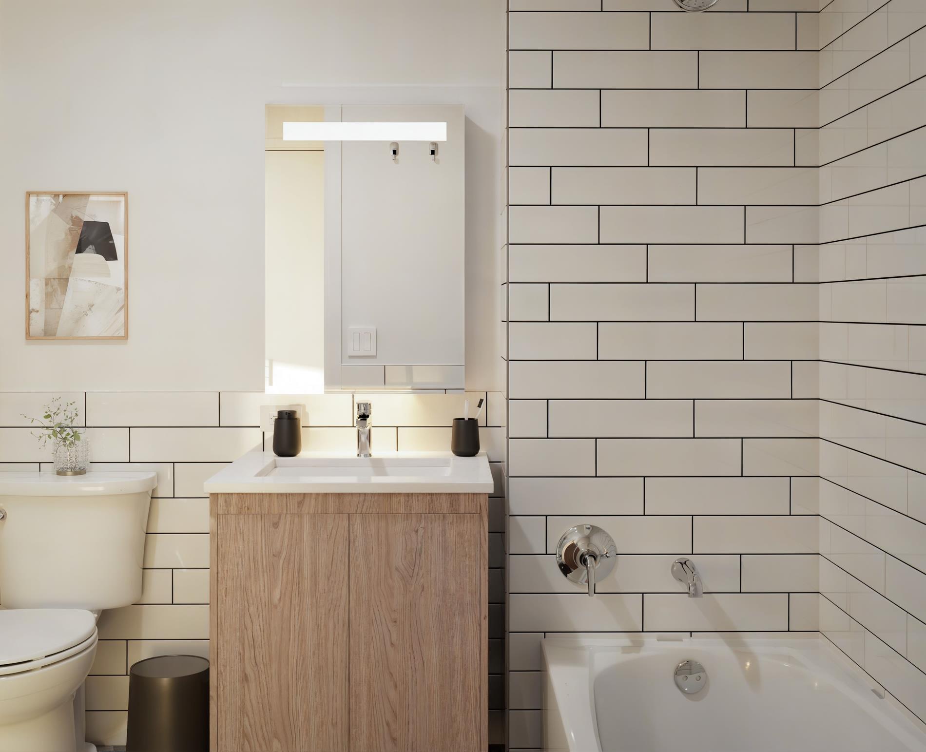 1440 Amsterdam Avenue, Unit 2022 Manhattan, NY 10027 - Photo 6 of 25 a bathroom with a sink a toilet and shower