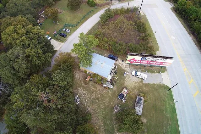 an aerial view of a house