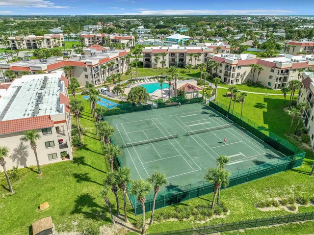 a view of water with palm trees
