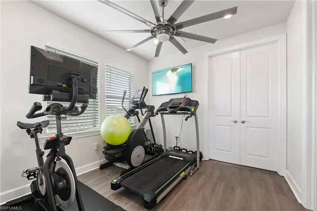 a room with gym equipment