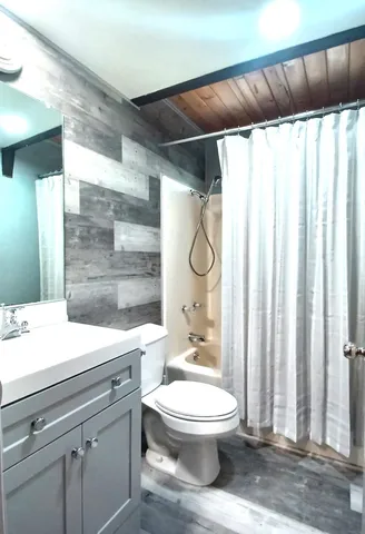 a bathroom with a toilet a sink and a shower