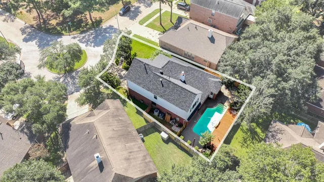 an aerial view of a house