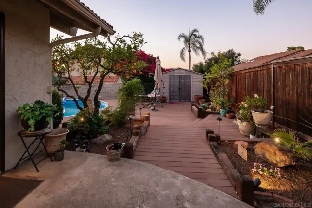 a view of a chairs and tables in patio