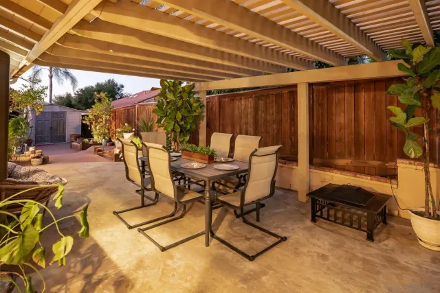 an aerial view of a house with a garden