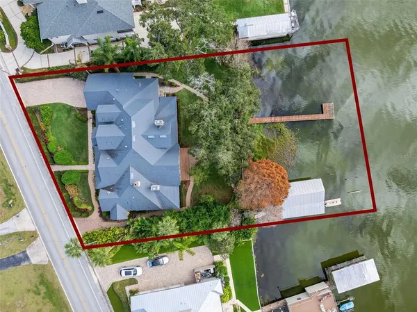 an aerial view of a house