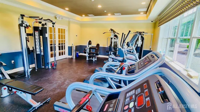 a view of a room with gym equipment