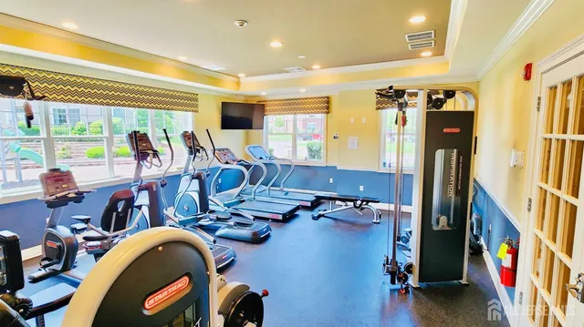 a view of a room with gym equipment