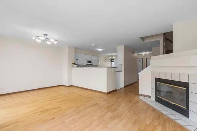 a view of a livingroom with a fireplace