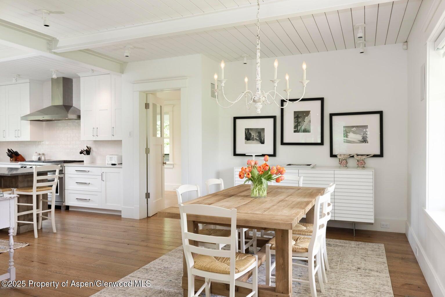 1814 Woody Creek Road Aspen, CO 81612 - Photo 16 of 52 a dining room with furniture and wooden floor