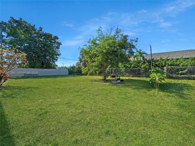 a view of a park with a tree in the background