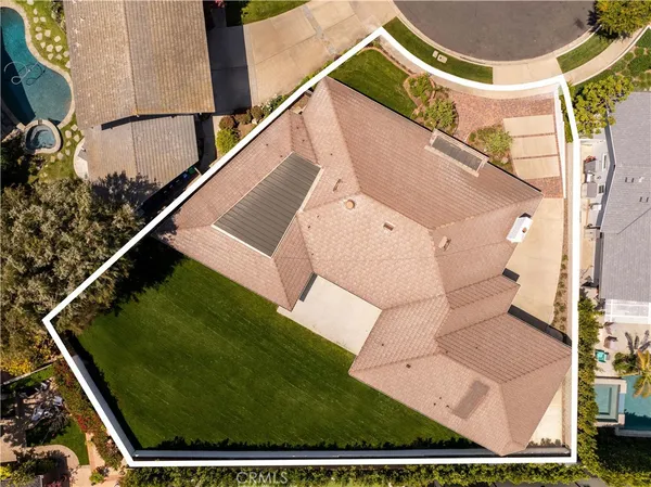 an aerial view of a house