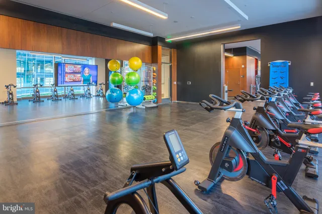 a view of a room with gym equipment