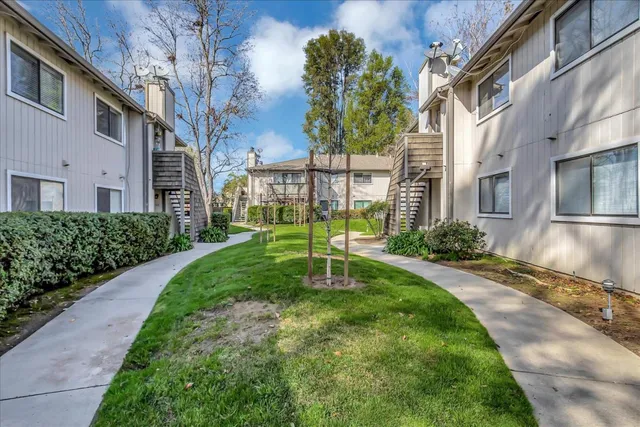 a view of a garden with pathway