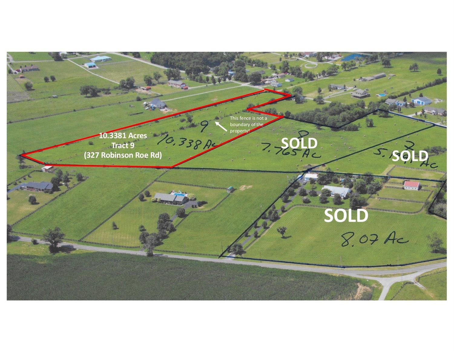 327 Robinson Roe Road, Unit 9 Harrodsburg, KY 40330 - Photo 1 of 7 This aerial shows Tract 9 (within red bo